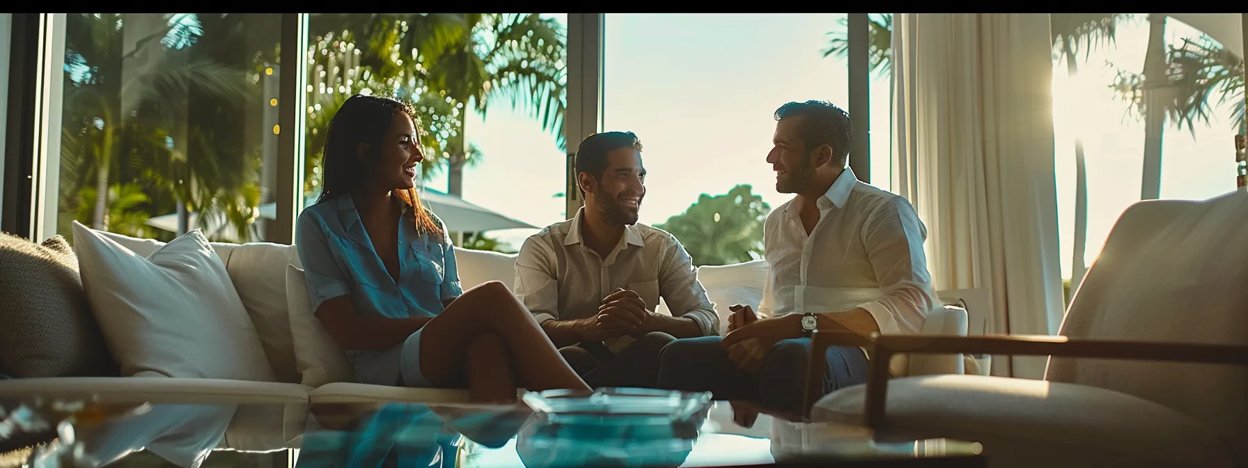a couple discussing home loan options with a mortgage lender in miami.